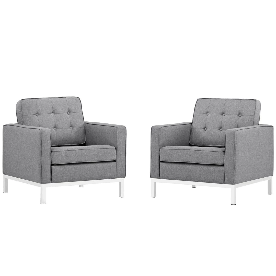 Modway Loft Armchairs Upholstered Fabric Set Of 2 Light Gray 6 Modway Loft Armchairs Upholstered Fabric Set Of 2 Light Gray
