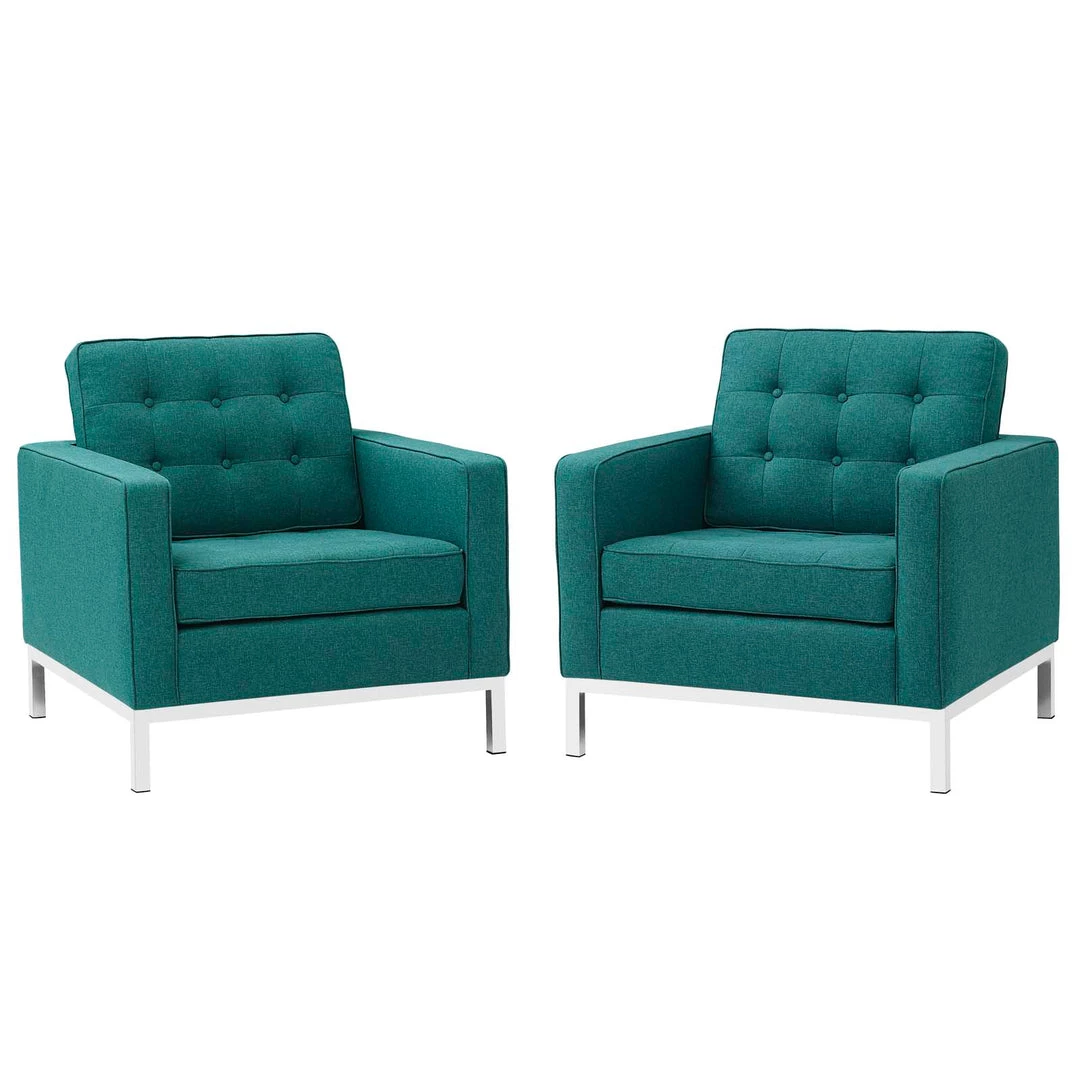 Modway Loft Armchairs Upholstered Fabric Set Of 2 Teal 5 Modway Loft Armchairs Upholstered Fabric Set Of 2 Teal