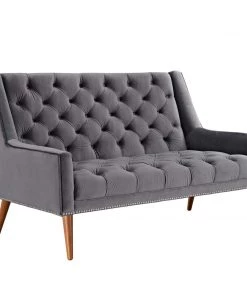 Modway Peruse Performance Velvet Loveseat Gray Loveseats
