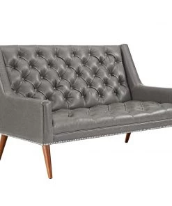 Modway Peruse Upholstered Vinyl Loveseat Gray Loveseats