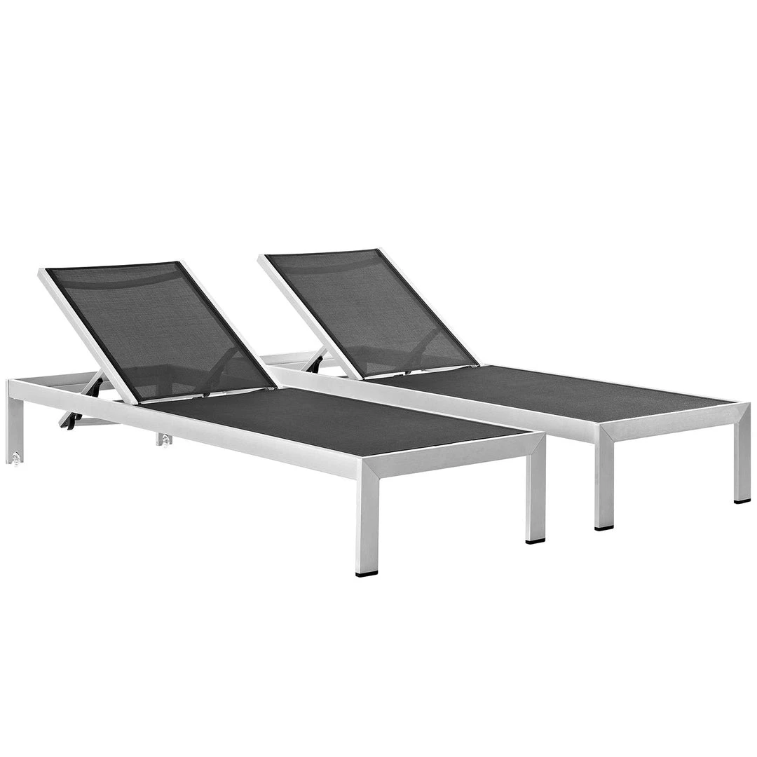 Modway Shore Chaise Outdoor Patio Aluminum Set Of 2 Silver Black 6 Modway Shore Chaise Outdoor Patio Aluminum Set Of 2 Silver Black