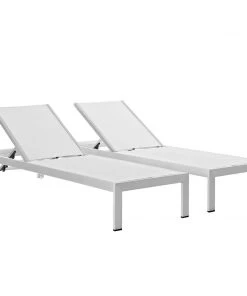 Modway Shore Chaise Outdoor Patio Aluminum Set Of 2 Silver White 11 Modway Shore Chaise Outdoor Patio Aluminum Set Of 2 Silver White