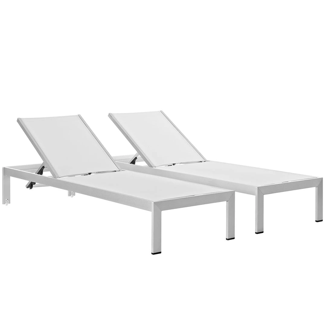 Modway Shore Chaise Outdoor Patio Aluminum Set Of 2 Silver White 6 Modway Shore Chaise Outdoor Patio Aluminum Set Of 2 Silver White