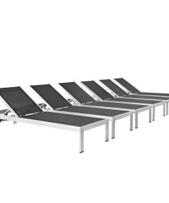 Modway Shore Chaise Outdoor Patio Aluminum Set Of 6 Silver Black 11 Modway Shore Chaise Outdoor Patio Aluminum Set Of 6 Silver Black
