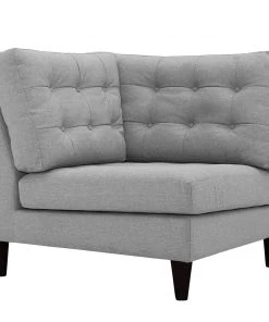 Modway Empress Upholstered Fabric Corner Sofa Light Gray Sectionals