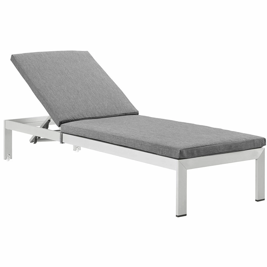 Modway Shore Outdoor Patio Aluminum Chaise With Cushions Silver Gray Lounge Chair Outdoor 6 Modway Shore Outdoor Patio Aluminum Chaise With Cushions Silver Gray Lounge Chair Outdoor