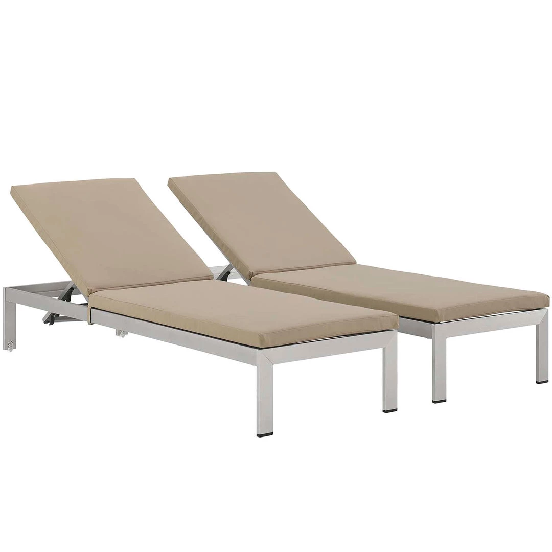 Modway Shore Chaise With Cushions Outdoor Patio Aluminum Set Of 2 Silver Beige Lounge Chair Outdoor 7 Modway Shore Chaise With Cushions Outdoor Patio Aluminum Set Of 2 Silver Beige Lounge Chair Outdoor