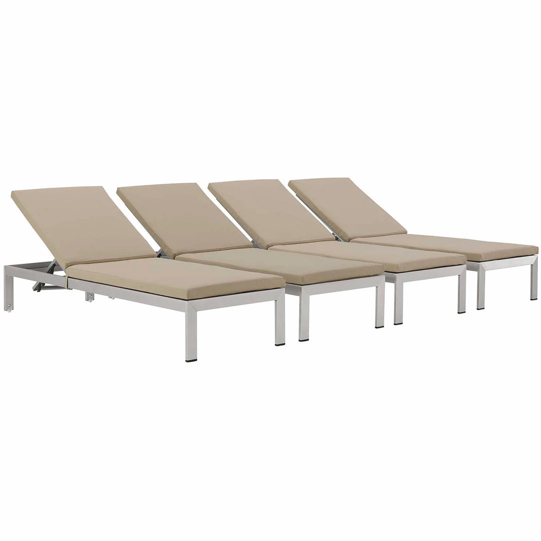 Modway Shore Chaise With Cushions Outdoor Patio Aluminum Set Of 4 Silver Beige Lounge Chair Outdoor 7 Modway Shore Chaise With Cushions Outdoor Patio Aluminum Set Of 4 Silver Beige Lounge Chair Outdoor
