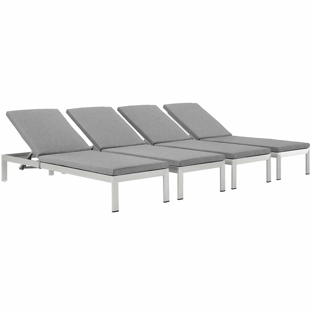 Modway Shore Chaise With Cushions Outdoor Patio Aluminum Set Of 4 Silver Gray Lounge Chair Outdoor 7 Modway Shore Chaise With Cushions Outdoor Patio Aluminum Set Of 4 Silver Gray Lounge Chair Outdoor