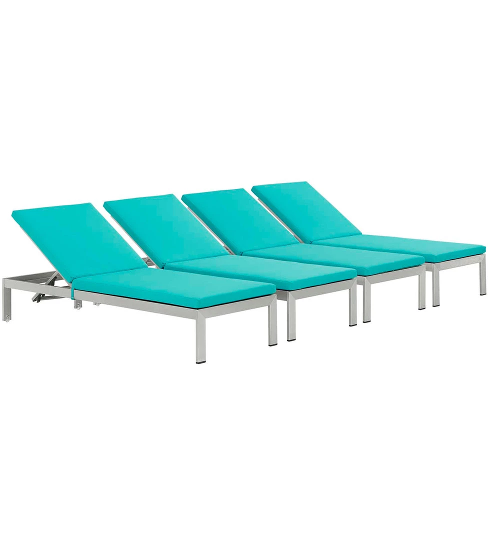 Modway Shore Chaise With Cushions Outdoor Patio Aluminum Set Of 4 Silver Turquoise Lounge Chair Outdoor 7 Modway Shore Chaise With Cushions Outdoor Patio Aluminum Set Of 4 Silver Turquoise Lounge Chair Outdoor
