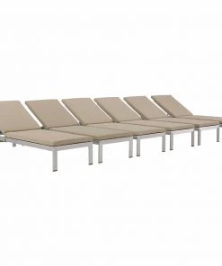 Modway Shore Chaise With Cushions Outdoor Patio Aluminum Set Of 6 Silver Beige Lounge Chair Outdoor 13 Modway Shore Chaise With Cushions Outdoor Patio Aluminum Set Of 6 Silver Beige Lounge Chair Outdoor