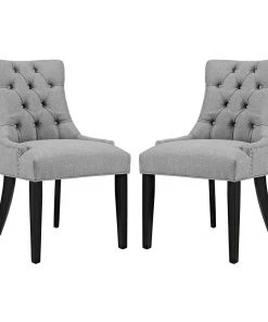 Modway Dining Chairs Regent Dining Side Chair Fabric Set Of 2 Light Gray