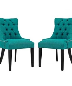 Modway Dining Chairs Regent Dining Side Chair Fabric Set Of 2 Teal