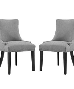 Modway Dining Chairs Mar Dining Side Chair Fabric Set Of 2 Light Gray