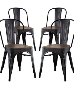 Modway Promenade Dining Side Chair Set Of 4 Black Dining Chairs