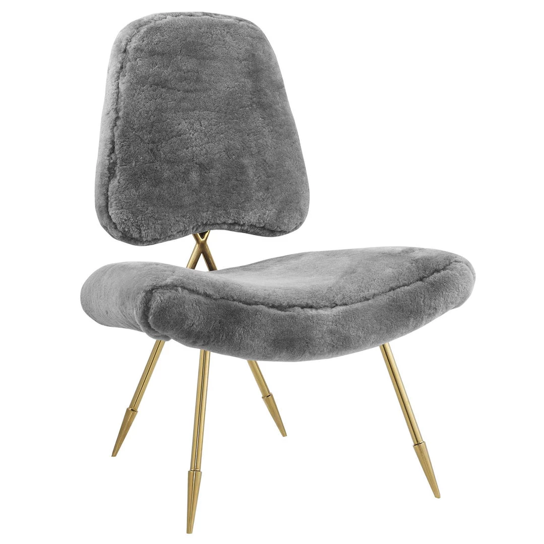 Modway Ponder Upholstered Sheepskin Fur Lounge Chair Gray 6 Modway Ponder Upholstered Sheepskin Fur Lounge Chair Gray