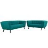Modway Bestow 2 Piece Upholstered Fabric Sofa And Loveseat Set Teal