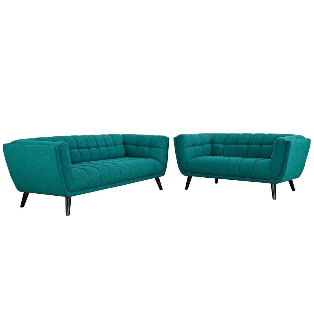Modway Bestow 2 Piece Upholstered Fabric Sofa And Loveseat Set Teal 1 Modway Bestow 2 Piece Upholstered Fabric Sofa And Loveseat Set Teal