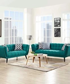 Modway Bestow 2 Piece Upholstered Fabric Sofa And Loveseat Set Teal 9 Modway Bestow 2 Piece Upholstered Fabric Sofa And Loveseat Set Teal
