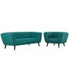 Modway Bestow 2 Piece Upholstered Fabric Sofa And Armchair Set Teal