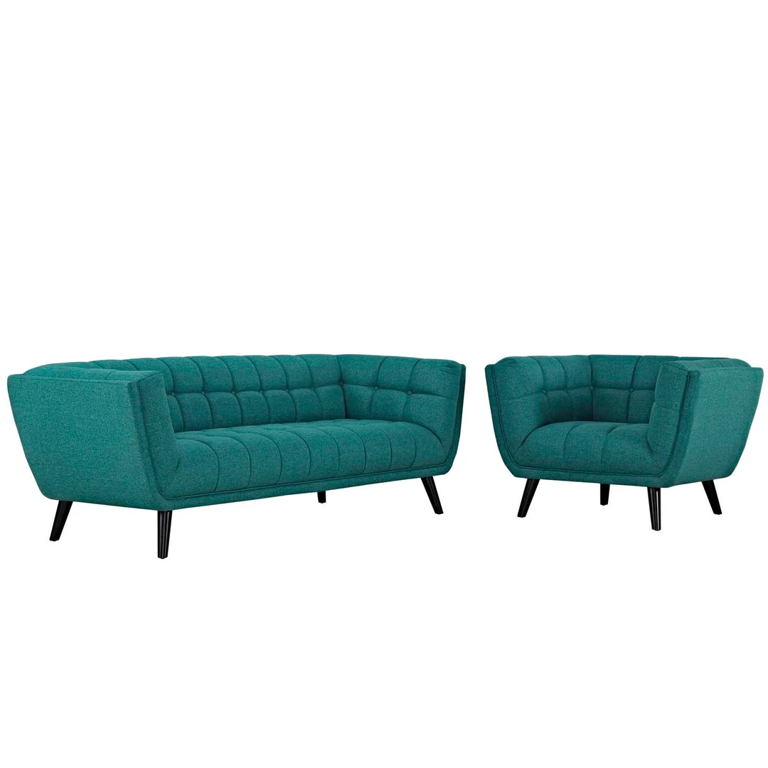 Modway Bestow 2 Piece Upholstered Fabric Sofa And Armchair Set Teal 1 Modway Bestow 2 Piece Upholstered Fabric Sofa And Armchair Set Teal