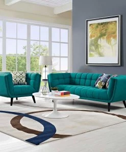 Modway Bestow 2 Piece Upholstered Fabric Sofa And Armchair Set Teal 9 Modway Bestow 2 Piece Upholstered Fabric Sofa And Armchair Set Teal