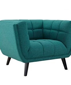 Modway Living Room Sets Bestow 3 Piece Upholstered Fabric Sofa And Armchair Set Teal