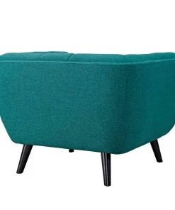 Modway Living Room Sets Bestow 3 Piece Upholstered Fabric Sofa And Armchair Set Teal