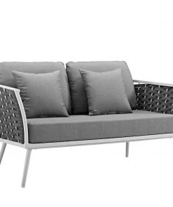 Modway Stance Outdoor Patio Aluminum Loveseat White Gray