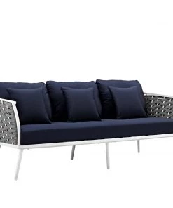 Modway Stance Outdoor Patio Aluminum Sofa White Navy