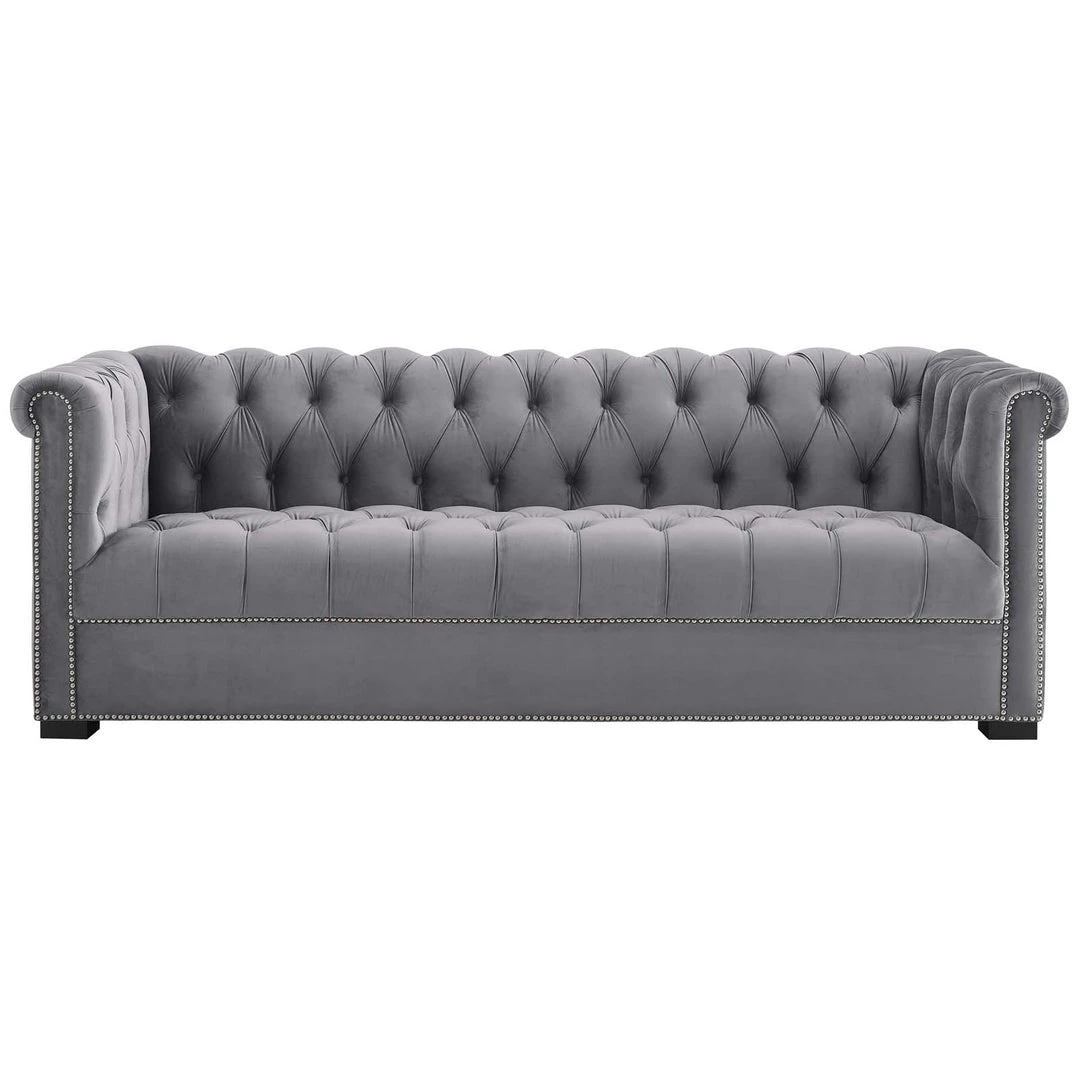 Modway Heritage Performance Velvet Sofa Gray 6 Modway Heritage Performance Velvet Sofa Gray