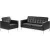 Modway Loft 2 Piece Leather Loveseat And Armchair Set Black