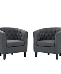 Modway Armchairs Prospect 2 Piece Upholstered Fabric Armchair Set Gray