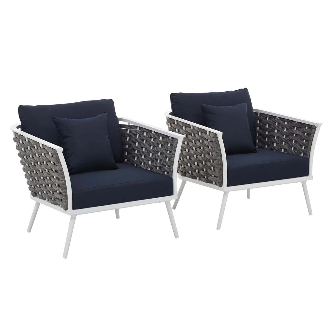 Modway Stance Armchair Outdoor Patio Aluminum Set Of 2 White Navy 7 Modway Stance Armchair Outdoor Patio Aluminum Set Of 2 White Navy