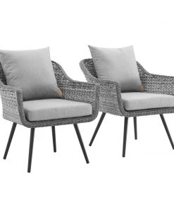 Modway Armchair Sets Endeavor Armchair Outdoor Patio Wicker Rattan Set Of 2 Gray Gray