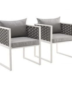 Modway Stance Dining Armchair Outdoor Patio Aluminum Set Of 2 White Gray Armchair Sets 13 Modway Stance Dining Armchair Outdoor Patio Aluminum Set Of 2 White Gray Armchair Sets