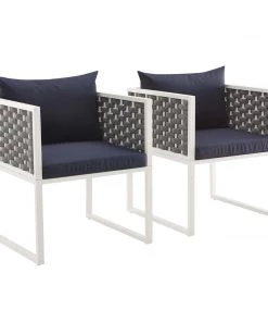Modway Stance Dining Armchair Outdoor Patio Aluminum Set Of 2 White Navy 13 Modway Stance Dining Armchair Outdoor Patio Aluminum Set Of 2 White Navy