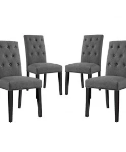 Modway Confer Dining Side Chair Fabric Set Of 4 Gray Dining Chairs