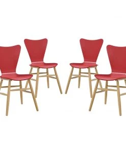 Modway Dining Chairs Cascade Dining Chair Set Of 4 Red
