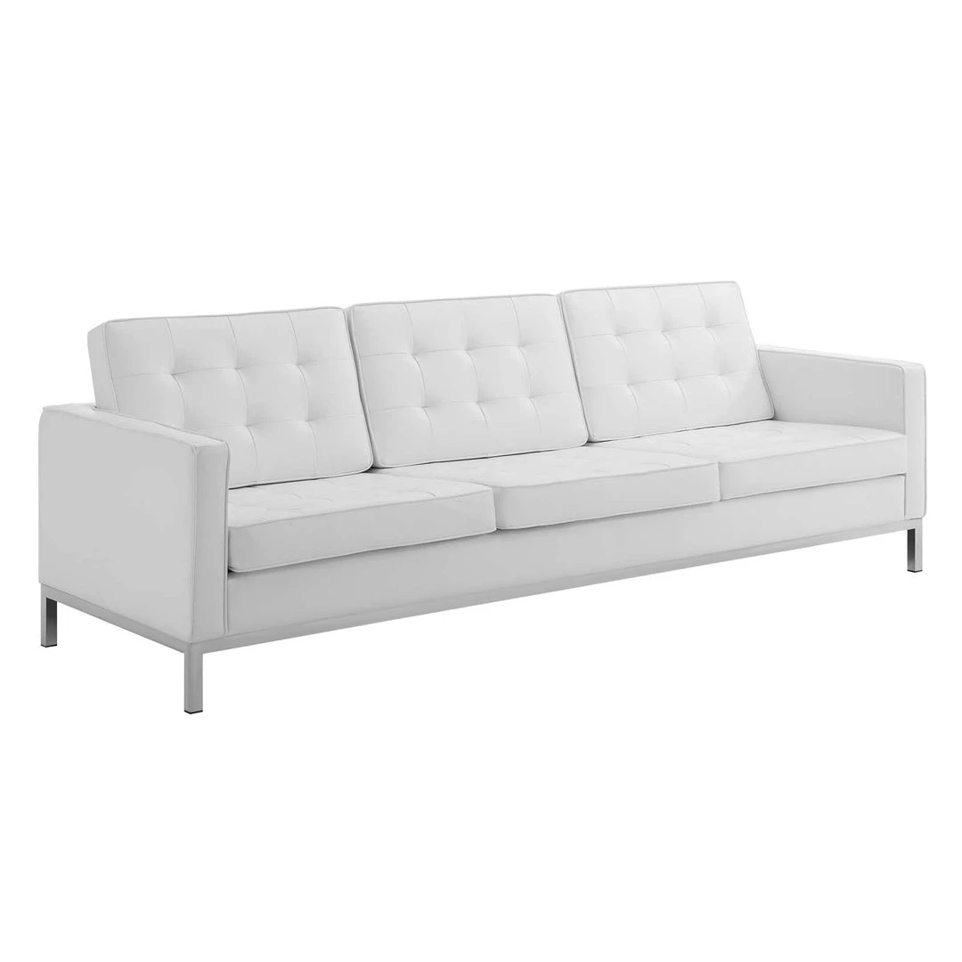 Modway SOFAS Loft Tufted Upholstered Faux Leather Sofa Silver White 5 Modway SOFAS Loft Tufted Upholstered Faux Leather Sofa Silver White