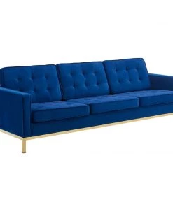 Modway SOFAS Loft Gold Stainless Steel Leg Performance Velvet Sofa Gold Navy