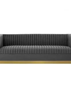 Modway SOFAS Sanguine Vertical Channel Tufted Performance Velvet Sofa Gray