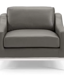 Modway Harness Stainless Steel Base Leather Armchair Gray
