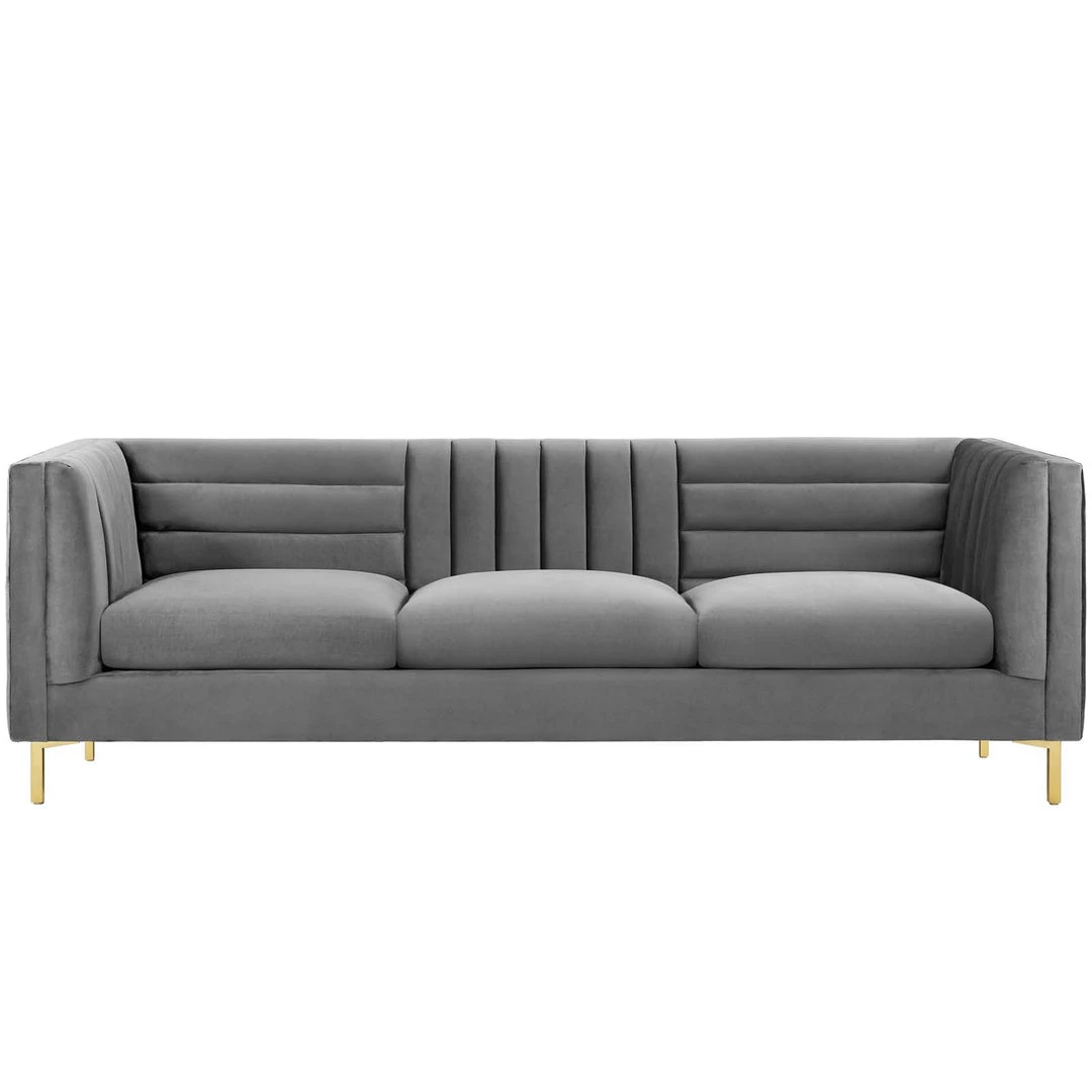 Modway SOFAS Ingenuity Channel Tufted Performance Velvet Sofa Gray 7 Modway SOFAS Ingenuity Channel Tufted Performance Velvet Sofa Gray