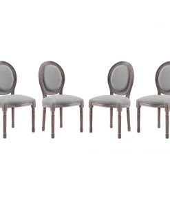 Modway Emanate Dining Side Chair Upholstered Fabric Set Of 4 Light Gray Dining Chairs