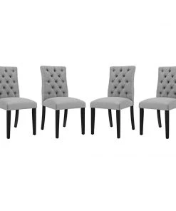 Modway Duchess Dining Chair Fabric Set Of 4 Light Gray Dining Chairs