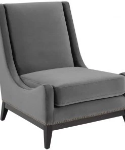 Modway Confident Accent Upholstered Performance Velvet Lounge Chair Gray