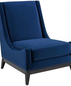 Modway Confident Accent Upholstered Performance Velvet Lounge Chair Navy