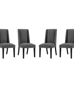 Modway Baron Dining Chair Fabric Set Of 4 Gray Dining Chairs