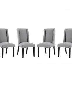 Modway Baron Dining Chair Fabric Set Of 4 Light Gray Dining Chairs